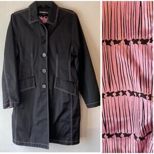 VTG Dollhouse Black Trench Coat SZ‎ L Teen Artsy Goth Dark Academia Witchy Y2K